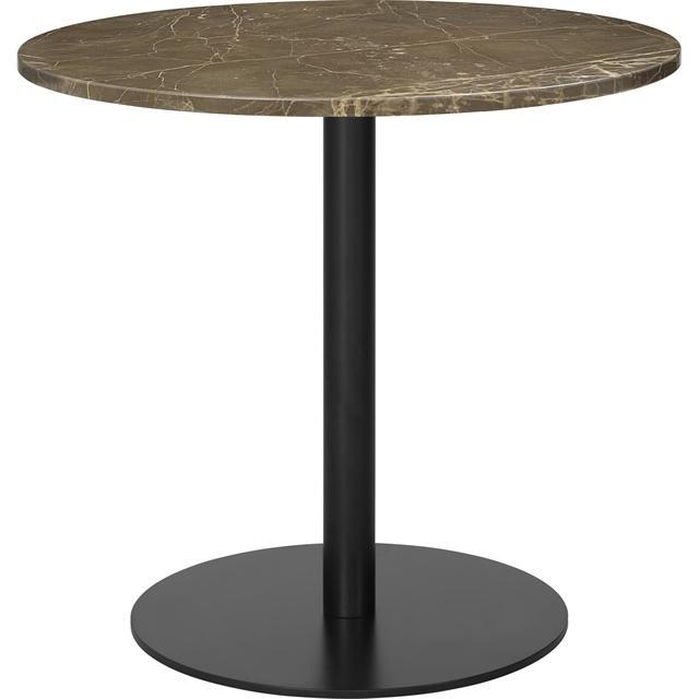 GUBI Rund Matbord Ø80 cm med Sort Base og Brun Marmorplatte